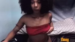 Curly black woman Mars May who loves to play with herself